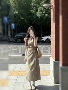 NIUVIES | Đầm Hè Tay Ngắn Dây Đai Accentuating Slimming 1 Cái