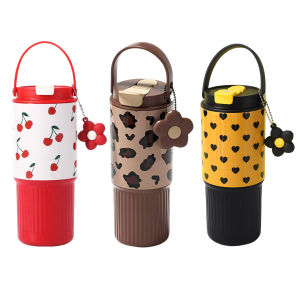 【Vktech】 Simple Straw Insulated Cup 316 Stainless Steel Outdoor Drinking Tumbler Insulation Cold Mug for Travel Commute Fitness