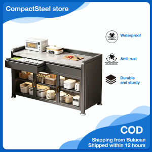 Multifunctional Imitation Marble Kitchen Storage Cabinet Large Capacity Layered Organizer with Drawer and Door Microwave Oven Stand for Home Kitchen