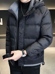 ROMON | เสื้อแจ็คเก็ตขนเป็ดสั้นสำหรับผู้ชาย ฤดูใบไม้ร่วง/ฤดูหนาว ทรงไฮเอนด์ ปกป้องความอบอุ่น ขนแกะ ขนสัตว์ แฟชั่น ลำลอง เสื้อคลุมกันหนาว