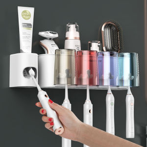 Bathroom Toothbrush Holder Wall Mounted No Drilling Tooth Cup Toothpaste Set Organizer Luxury Style  Trend for Everyone