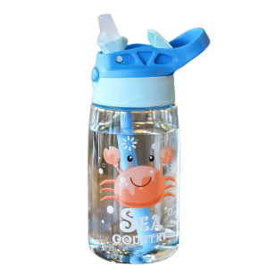 480ML Kids Water Sippy Cup Cartoon Baby Feeding Cup with Straws Leakproof Water Bottle Outdoor Portable Duckbill Straw Cups