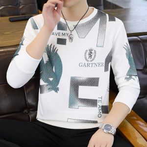 Áo Thun Nam Dài Tay Cổ Tròn Thời Trang Thu Đông Thường Ngày Áo Khoác Ngoài Áo Hoodie Áo Thun Cotton Pha Nylon Thường Ngày