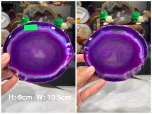 purple agate slice 原皮玛瑙片 🌈疗愈色彩杯垫 ⬇️尺寸和编号请查看图内  📍Johor Bahru 区可自行取货或邮寄服务  Raw Agate Slices 🌈 Healing Color Coasters ⬇️ Please refer to the image for sizes and item numbers  📍Self-pickup available in the Johor Bahru area or opt for delivery service.