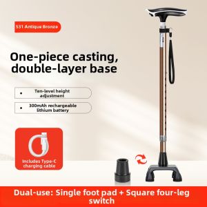 LEZHONGFU | Elderly Assistive Walking Cane Telescopic Anti-slip Rechargeable With Light