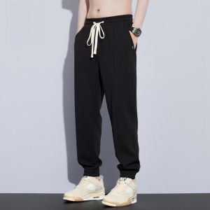 ROMON | Romon Mens Summer Thin Sporty Loose Fit Sweatpants Elastic Waistband Casual Long Trousers Comfortable Breathable Cool Feeling