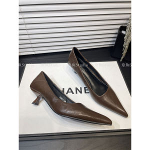 Spring Autumn 2025 Pointed Toe Low Heel Commuter Fashionable Leopard Print Slip-On High Heels Cat Heel Single Shoes for Women