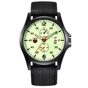 Reloj Hombre Genuine XINEW Brand Men Watches Black Students Boys Fashion Nylon Band Army Sports Date Watch Relogio Masculino