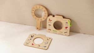 Wooden Montessori Toy Magnifying Glass Outdoor Explore Cognition Tool for Children Forest Adventure Toy Leaf Insect Learning Toy