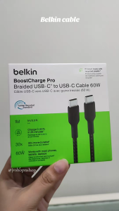 BELKIN 60W BOOSTCHARGE PRO BRAIDED USB-C TO USB-C CABLE (1M)