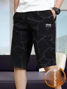 Jeep Spirit Jeep Pure Cotton Cropped Pants Mens Summer Casual Pirate Shorts Middle-Aged and Elderly Parka Loose Shorts