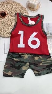 TREEHOUSE baby boy clothes terno set Number jersey summer thin sleeveless vest + shorts two-piece set sports boy clothing set