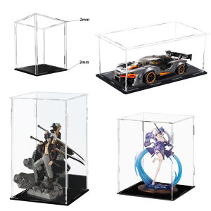 Acrylic Display Case with Black Base Acrylic Box Cube Containers Dustproof Plastic Display Box for Collectibles Action Figures