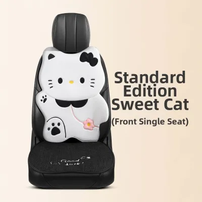 CapitAuto | Cartoon Bear Cotton and Linen Car Seat Cushion