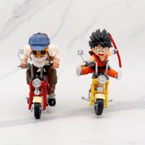 Bandai | HOT 13cm Dragon Ball Z Anime Figure Son Goku Master Roshi Locomotives PVC Action Kame Sennin Motorcycle Toys for Children gitfs