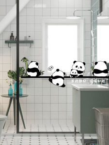 Living Room Glass Door Anti-Collision Stickers Kitchen Sliding Door Wall Decals Modern Minimalist Panda Cartoon PVC Wall Stickers