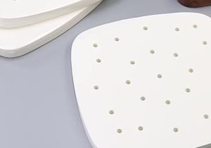 50 Pcs Disposable Non-Stick Steamer Liner Parchment Paper for Air Fryer Oven Kitchen Pot Mat Air Fryer Paper for Grill
