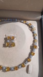 Neriza jewelry/ชุดเครื่องประดับเพชรสังเคราะห์เกรดเพรีเมี่ยมประกายไฟเทียบเท่าเพชรแท้ จัดส่งพร้อมกล่อง NZC006
