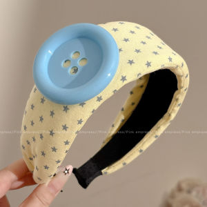 PINK EMPRESS | Blue Large Button New Style Non-slip Pressed Headband For Facial Cleansing