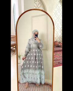 Gamis silk premium busui jumbo bahan silk print terbaru