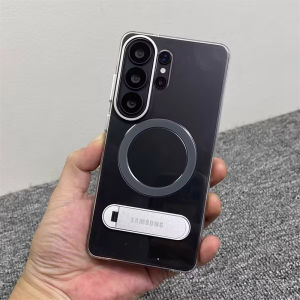 Samsung | Luxury Magnetic Wireless Charging Stand Clear Case For Samsung Galaxy S26 S25 Ultra Transparent Plastic Shockproof Bracket Cover