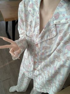 Bộ Đồ Ngủ Dài Tay Phong Cách Nhật Bản Mùa Xuân Thu Dễ Thương Cho Nữ Bộ Đồ Mặc Nhà Phong Cách Hàn Quốc Rộng Rãi in Họa Tiết Hoạt Hình