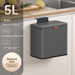 Stainless Steel Kitchen Wall-Mounted Trash Can Household Bathroom Desktop Cabinet Hanging Food Waste Storage Tube No Punching
