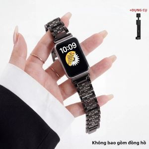 Dây Đeo Kim Loại Mạ Thép Không Gỉ Đính Kim Cương Samsung Galaxy Fit 3 Dành Cho Cả Nam Và Nữ Tương Thích Với SM-R390 Correa