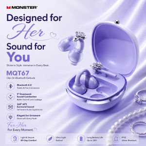 Monster | Monster MQT67 Earring Decor Earclip Bluetooth 6.0 Headphone Jewelry Ear Ornaments TWS Wireless Earphones for Ladys Ideal Gift