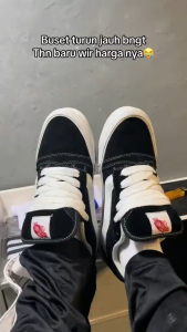 Sepatu Vans Knu Skool Black And White Sneaker Gemuk Pria Dan Wanita Casual