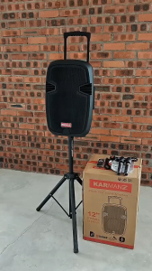KARMANZ 15/ 12 inch Portable Trolley Speaker Amplifier Karaoke + 2 Wireless Mic