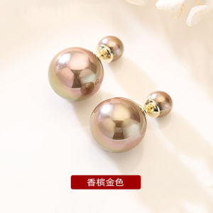 999 Pure Silver Double-Sided Large Pearl Stud Earrings Womens Fashion Jewelry Elegant Lightweight Luxury Style
