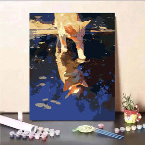 BILIBILI | Acrylic Paint By Numbers Moon Cat Painting By Numbers on Canvas Coloring By Number for Adults Paint Digital Art