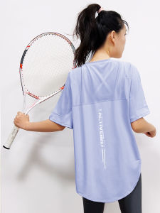 Loose Womens Yoga Top Short Sleeve Fitness Clothing Quick Dry Cover Butt plus Size Comfortable T-Shirt round Neck Sportswear