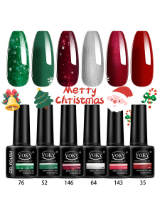 VOKY 6-piece Gel Nail Polish Set Christmas Collection Allergy-Resistant Gel Nail Polish - Free of Formaldehyde Long-lasting C