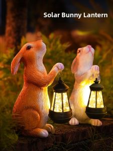 Creative Solar Powered Rabbit Garden Lantern Outdoor Courtyard Landscape Decorative Lighting Atmosphere Balcony Night Lamp