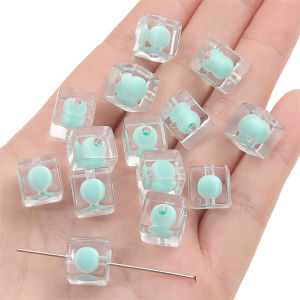 10/20pcs 10x10mm Candy Color Clear/Frosted Acrylic Square Cute Beads for Necklace Bracelet Keychain DIY Jewelry Craft Making