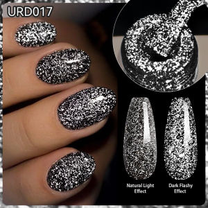 UR SUGAR 15ml Reflective Black Neon Fluorescent Glitter Gel Nail Polish Dark Flash Effect Soak Off UV Gel Nail Art Varnish