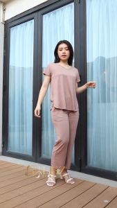 LISZ fashion / one set wanita / stelan kaos wanita polos / crop top 6020