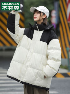 Womens Thickened Cotton Jacket 2023 New Style Bread Style Outerwear Color Block Warmth Fashionable Loose Polyester Fill