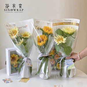 Flower Dress Teachers Day Bronzing Single Waterproof Wrapping Paper Flower Bouquet Wrapping Paper Material Sunflower Bouquet
