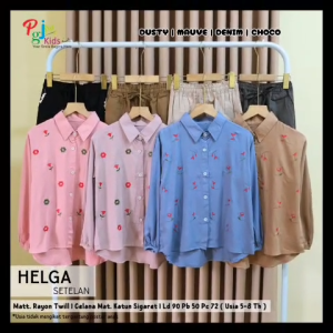 COD Setelan Atasan Kemeja Lengan Panjang Dan Celana Panjang Katun Anak Perempuan 5-8T Helgaa Set