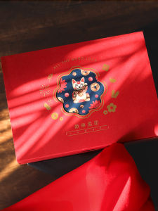 Mid-Autumn Moon Cake Box Lucky Cat Japanese Style Egg Yolk Crisp Cookie Snowflake Crisp Nougat Box Glutinous Rice Boat Packaging Box