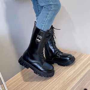 Giày bốt bé gái mùa thu đông Giày bốt Martin trẻ em phong cách Anh mới Giày bốt công chúa trẻ em cỡ vừa và lớn Giày bốt cao cổ cho bé gái khóa kéo cá tính năng động trẻ trung  BN139