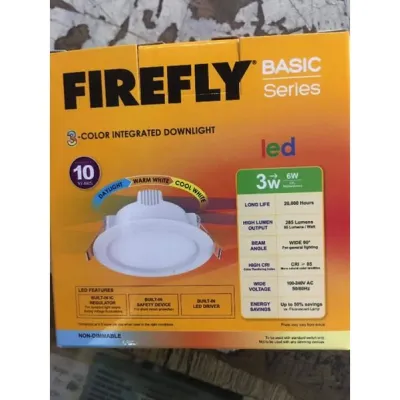 firefly 3-color(daylight /warmwhite /cool white all in 1)integrate led downlight pin light ilaw pang kisame:3w&6w. 9w