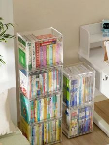 กล่องเก็บหนังสืออะคริลิกใสป้องกันฝุ่นและชื้นสำหรับใช้ในบ้าน ชั้นวางของสำหรับหนังสือและของกิน ชั้นวางของสำหรับจัดระเบียบในครัว