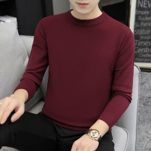 PERDONTOO | Mens Slim Fit Knitwear Crewneck Sweater Long Sleeve Pure Color Winter Autumn Pullover Warm Knitted Top for Men
