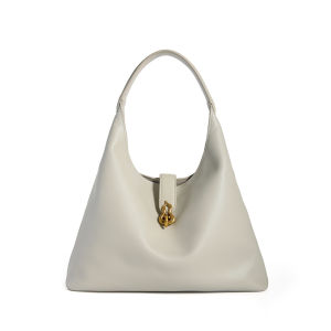 Womens Large Capacity Leather Tote Bag Fashionable Underarm Single Shoulder Handbag Trendy Bucket Shape Casual Lock Buckle