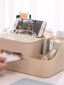 Luxurious Creative Tissue Box Holder for Living Room Coffee Table Multi-Function Remote Control Storage Box Home Use Plastic