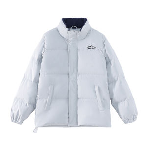 Korean Style Short Stand Collar Womens down Jacket Thick White Duck Feather Winter Coat Loose Fit Couple Outerwear